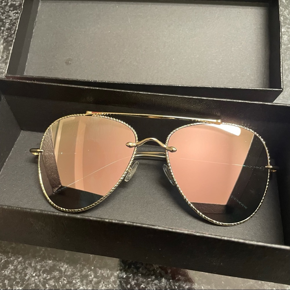 Sungait NWOT Gold Aviator Sunglasses w/ Pink Tint
